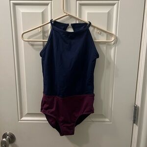 Mariia Navy and Burgundy Halter leotard - Medium child